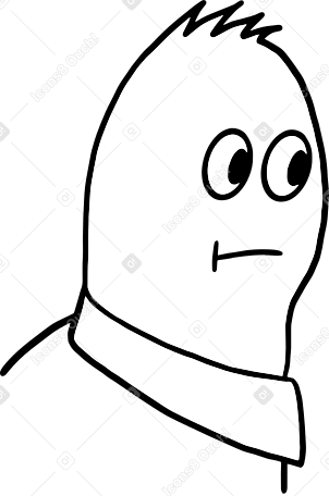 Personaje de doodle mirando hacia la derecha PNG, SVG