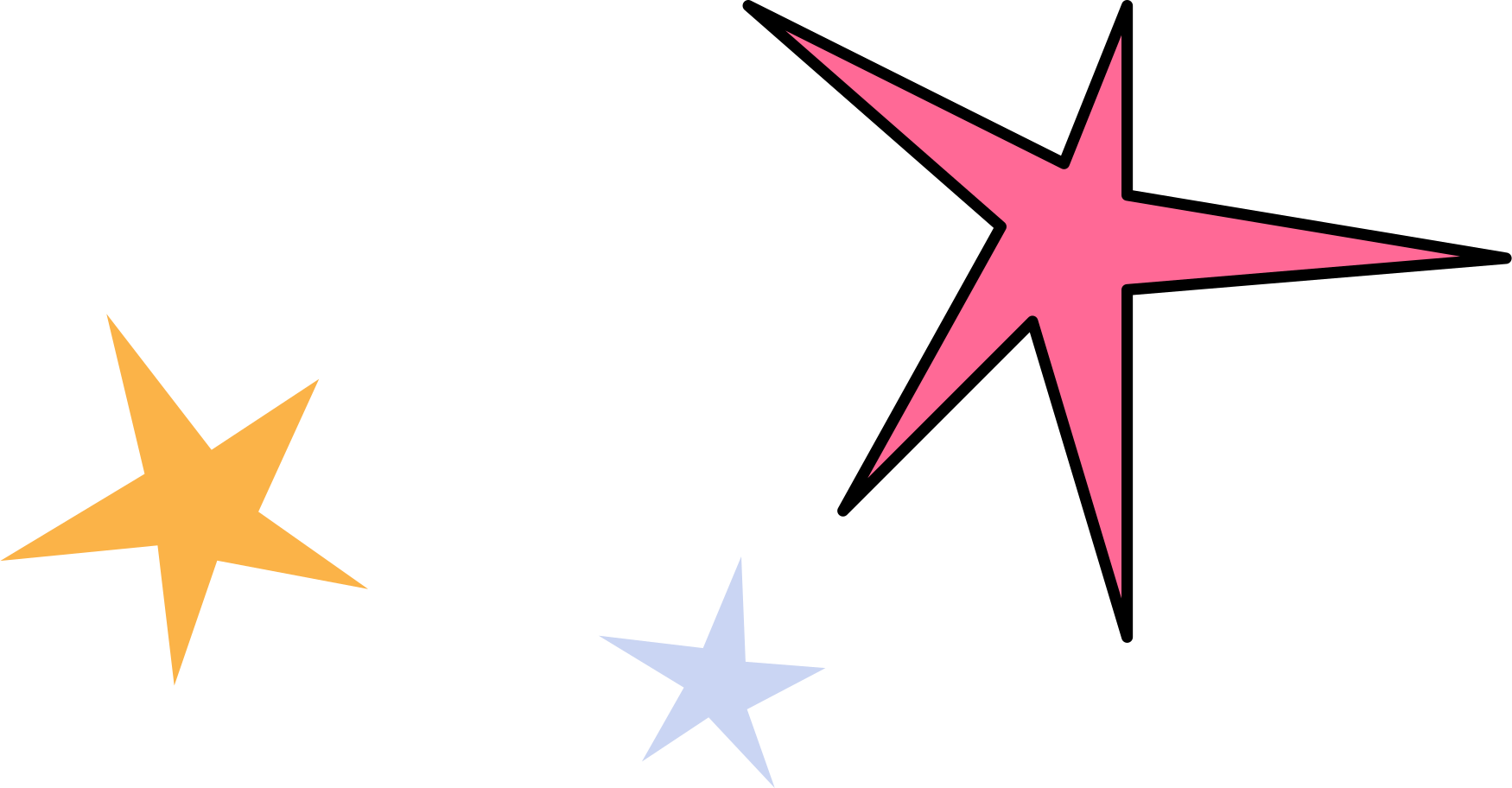 Three stars of different sizes Illustration in PNG, SVG