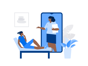 Une psychologue sur l'écran d'un smartphone mène une séance de psychothérapie en ligne avec une femme sur un canapé PNG, SVG