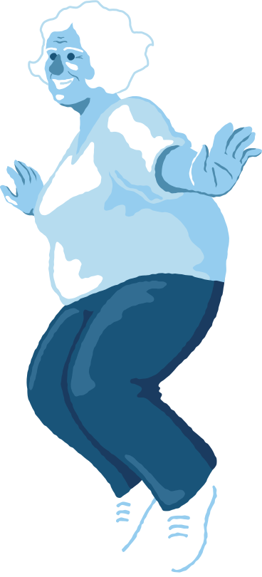 Old curvy woman jumping side view PNG, SVG