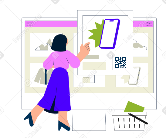 Donna che acquista dai mercati online PNG, SVG