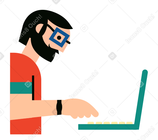 Typing man Illustration in PNG, SVG
