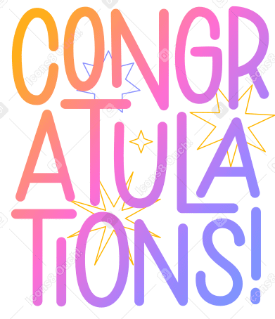 lettering congratulations gradient with stars Illustration in PNG, SVG