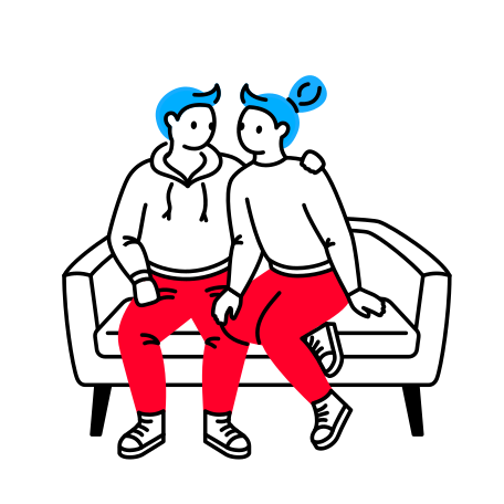 Man and woman hugging on the sofa Illustration in PNG, SVG
