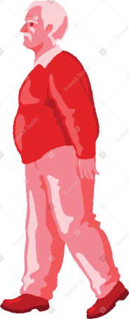 chubby old man walking Illustration in PNG, SVG