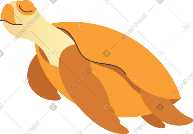 orange sea turtle with closed eyes PNG, SVG