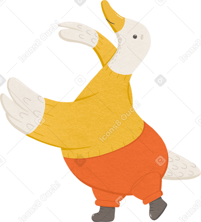 goose in a yellow sweater and red pants PNG、SVG