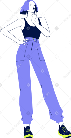 standing young woman thinking PNG, SVG