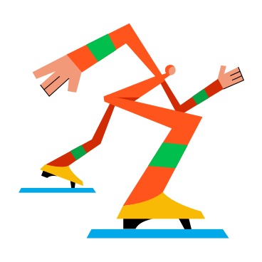 Speed skater animated illustration in GIF, Lottie (JSON), AE