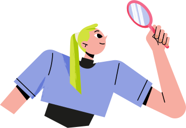 young woman looking through a magnifying glass animated illustration in GIF, Lottie (JSON), AE