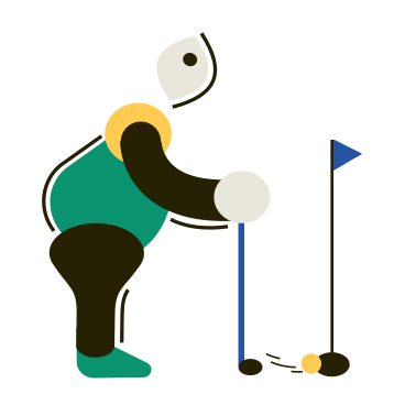 Uomo che mette la pallina da golf nel buco PNG, SVG
