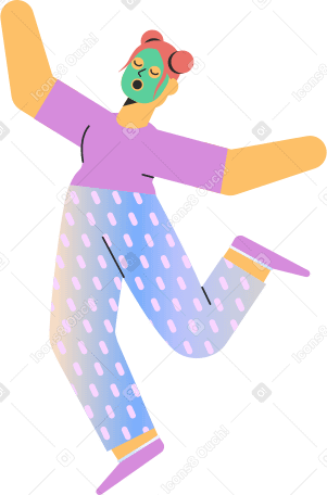 dancing girl with a face mask Illustration in PNG, SVG