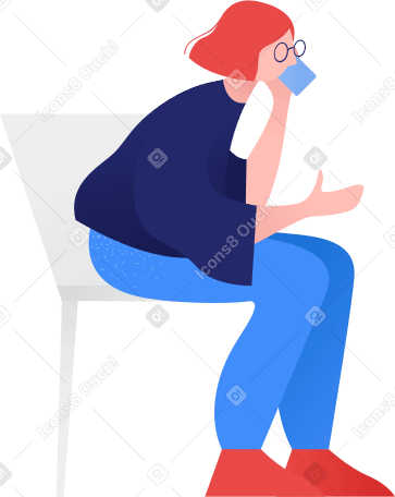 woman sitting on the chair talking on the phone PNG, SVG