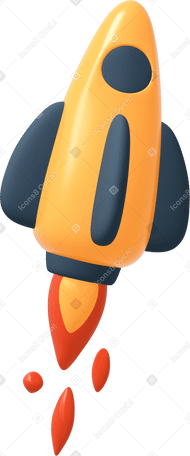 3D Cohete amarillo volando PNG, SVG
