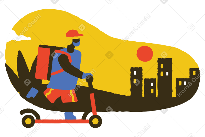 Delivery guy in a hurry Illustration in PNG, SVG