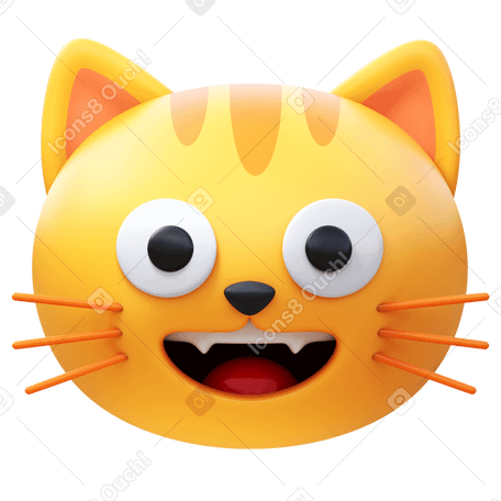 3D grinning cat Illustration in PNG, SVG