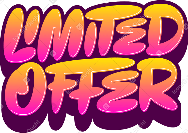 lettering limited offer with gradient and shadow Illustration in PNG, SVG