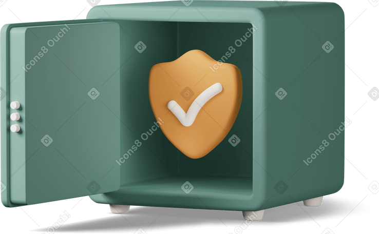 3D safe with security tag Illustration in PNG, SVG
