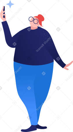 fat woman making selfi Illustration in PNG, SVG