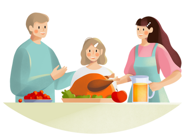Family at the holiday table PNG, SVG