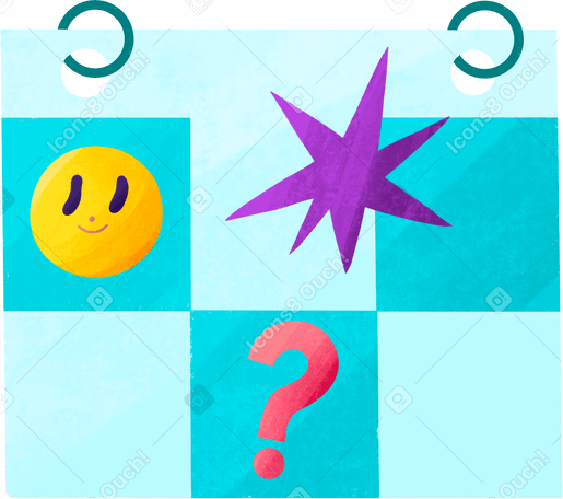 calendar with smile question and star Illustration in PNG, SVG