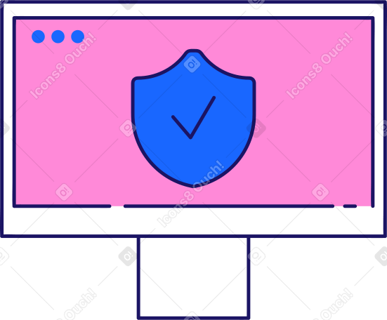 Монитор со знаком кибербезопасности на экране в PNG, SVG