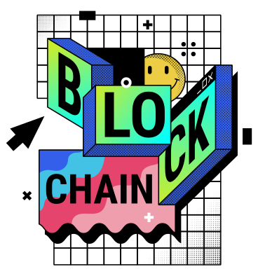Blockchain lettering on a grid PNG, SVG