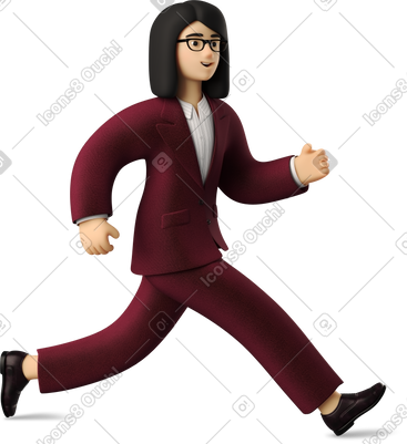 Businesswoman in red suit running PNG, SVG