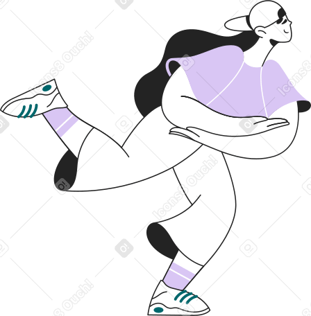 running girl folded her hands in front of her Illustration in PNG, SVG