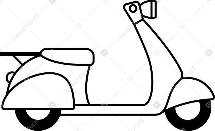 white motorcycle with trunk PNG, SVG