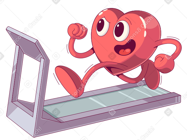 Heart running on treadmill PNG, SVG