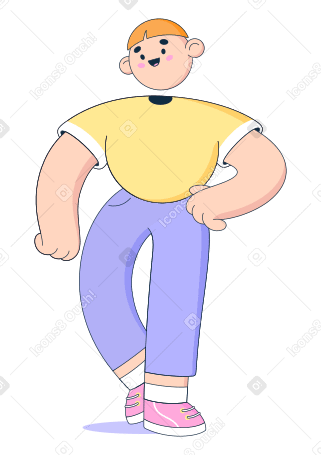Boy standing animated illustration in GIF, Lottie (JSON), AE