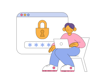 Мужчина вводит пароль в ноутбук в PNG, SVG
