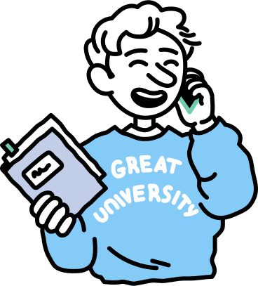 Studente maschio che parla al telefono PNG, SVG