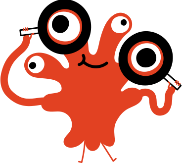 red character with four-eyed and two magnifier PNG, SVG