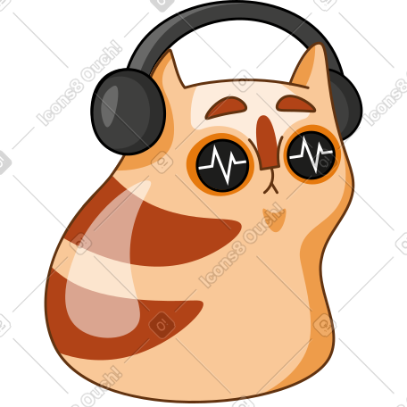 听音乐的猫 PNG, SVG