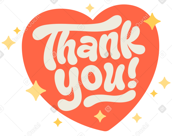 Lettering Thank You! with heart text PNG, SVG