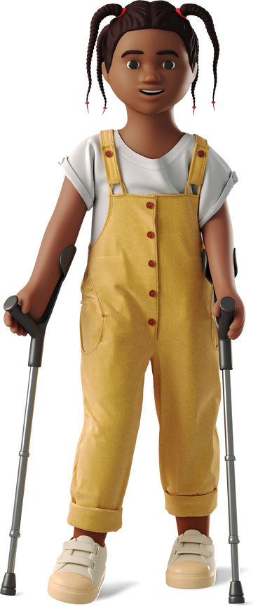 little girl on crutches PNG, SVG