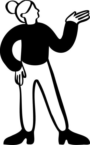 Женщина с рукой на бедре смотрит вверх в PNG, SVG