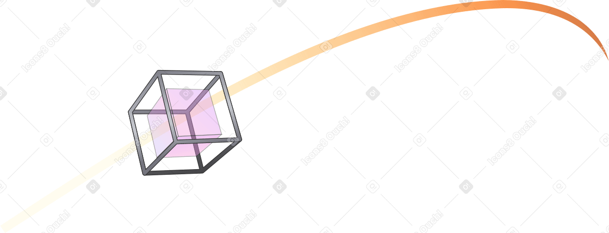 ピンクの立方体で軌道を描く PNG、SVG