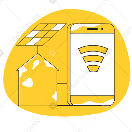Smart house with solar panel PNG, SVG