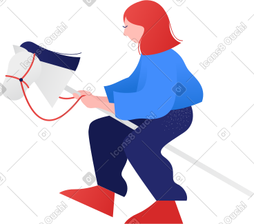 女孩玩马玩具 PNG, SVG