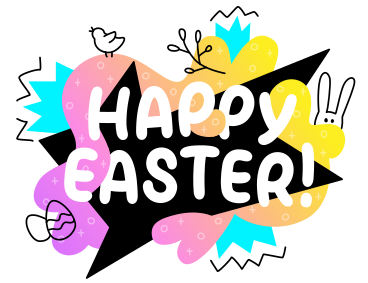 Happy Easter lettering colorful with doodles PNG, SVG