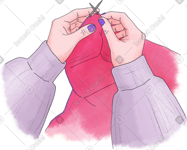 Hands knitting pink clothes PNG, SVG