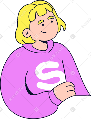 женщина в розовой толстовке в PNG, SVG