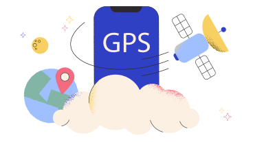 Phone with GPS in space PNG, SVG