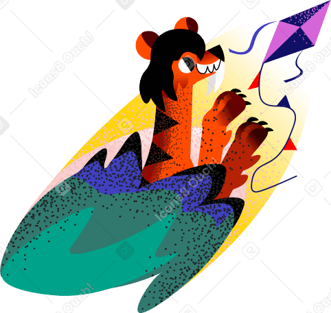Message sent into the air by a tiger Illustration in PNG, SVG