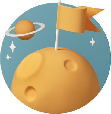 Flag on yellow planet в PNG, SVG