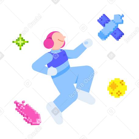 Space exploration mission and technology animated illustration in GIF, Lottie (JSON), AE