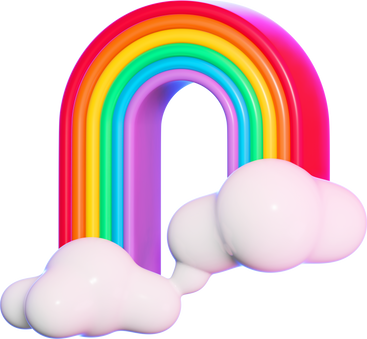 D arco-íris com nuvens PNG, SVG